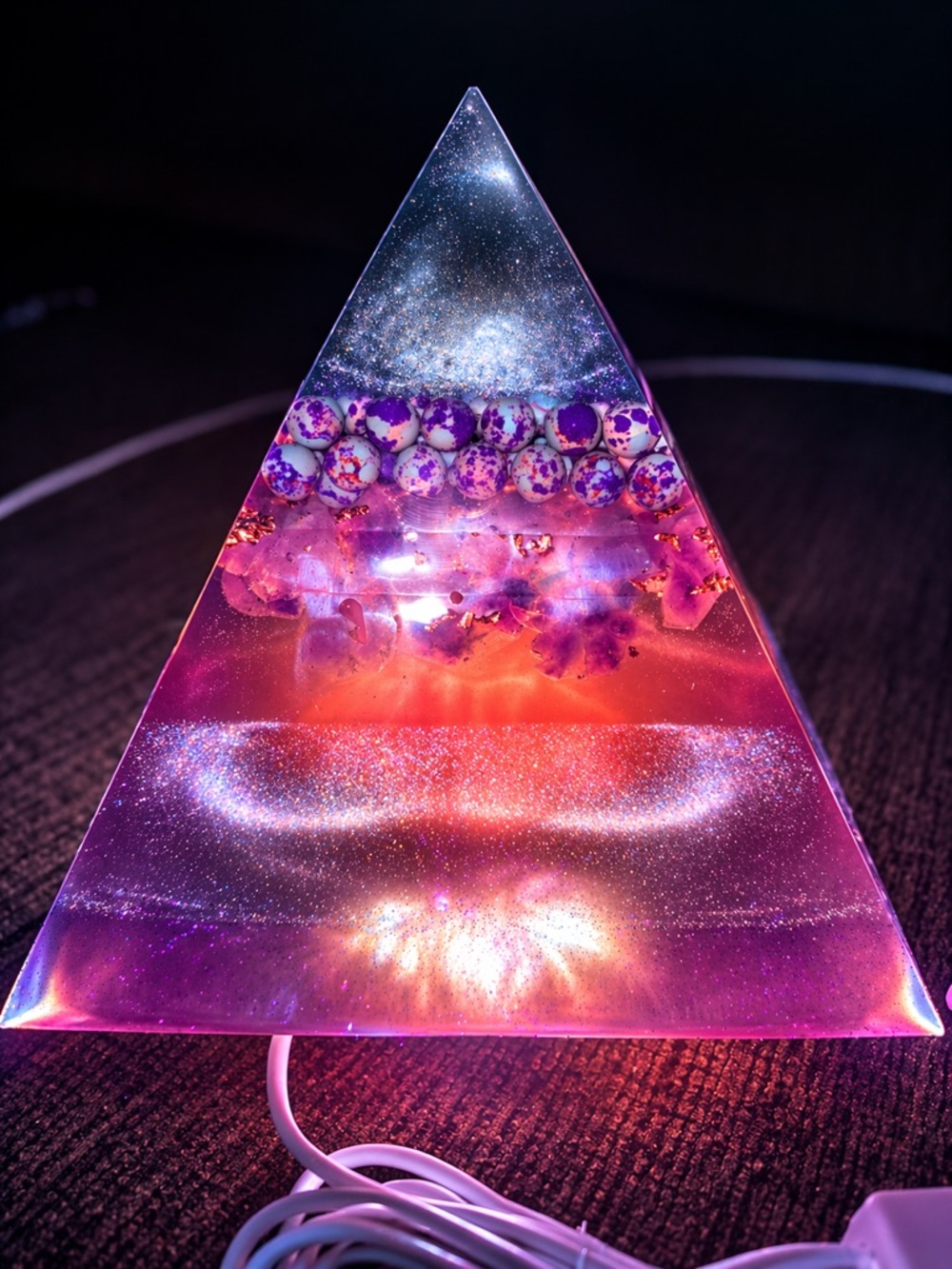 Handcrafted Purple Orgonite Pyramid AmethystCrystalCopperEnergy Meditation Piece